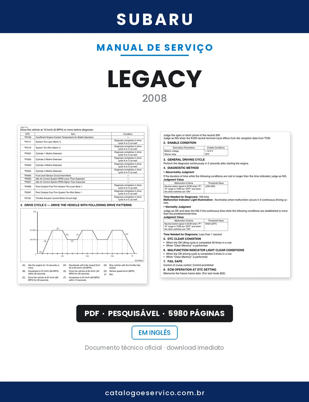 Manual de Serviço Subaru Legacy — capa