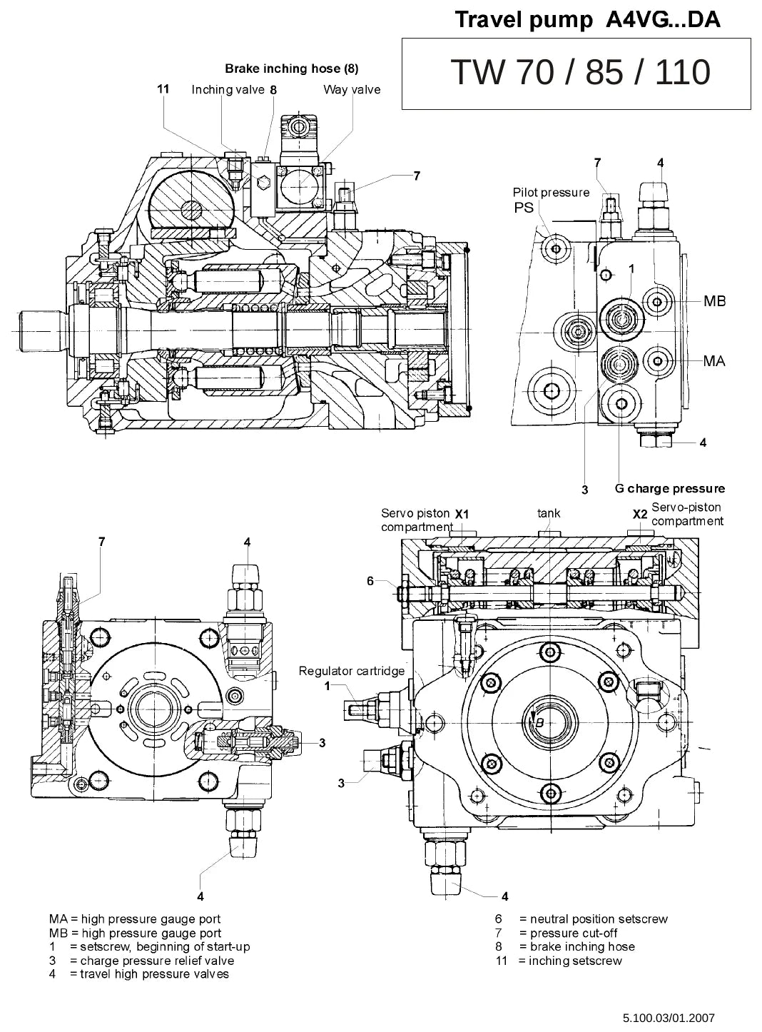 Detalhe de conjunto do Manual de Serviço Terex TL, TW, TC e SKL com as referências de fábrica
