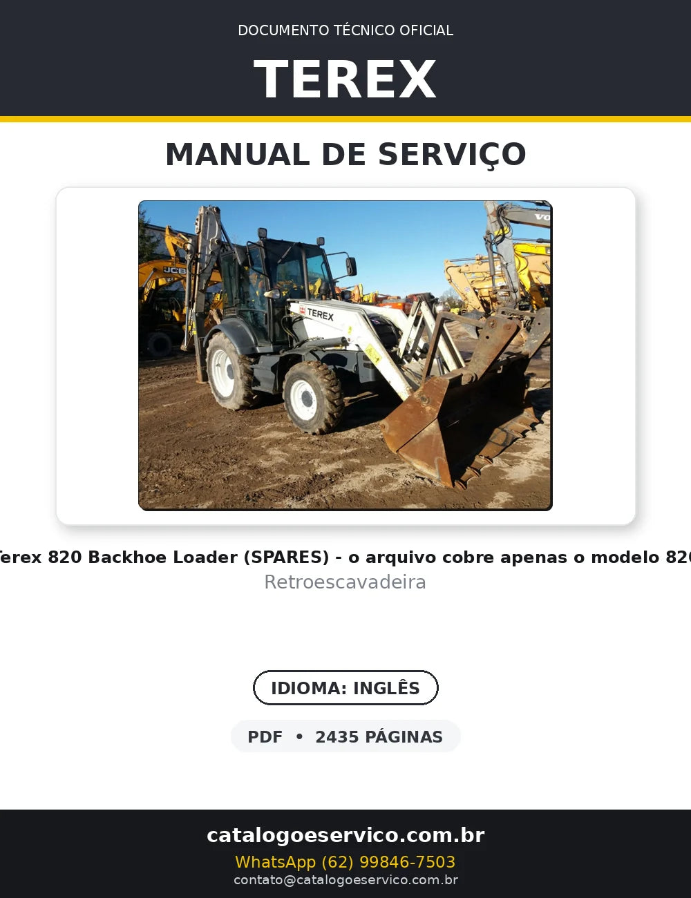 Manual De Serviço TEREX - 820\860\880 SX ELITE - Retroescavadeira — capa