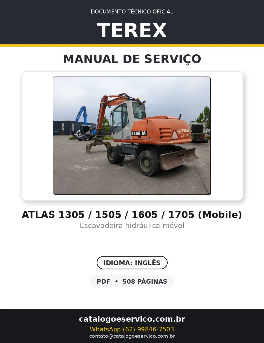Manual De Serviço TEREX - ATLAS 1305\1505\1605\1705 - Excavador — capa