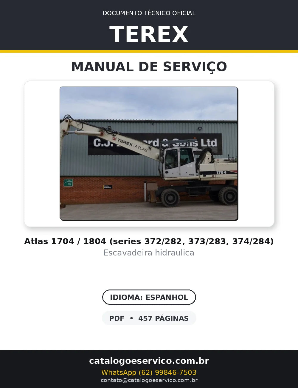 Manual De Serviço TEREX - ATLAS 1704\1804 - Excavador Hidraulico — capa