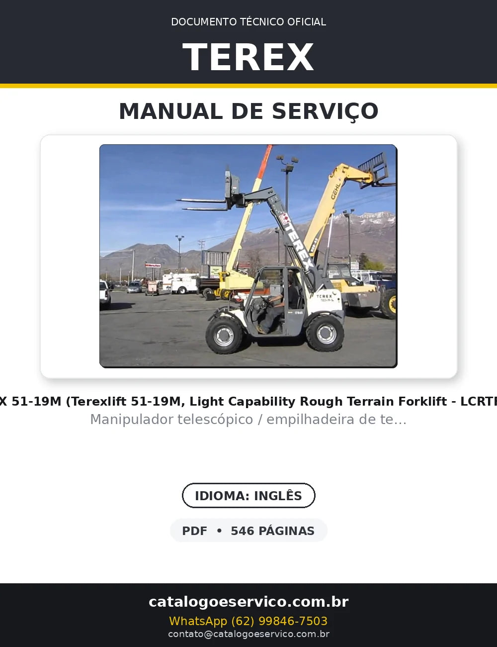 Manual De Serviço TEREX - TX 51-19M - Manipulador Telescópico — capa
