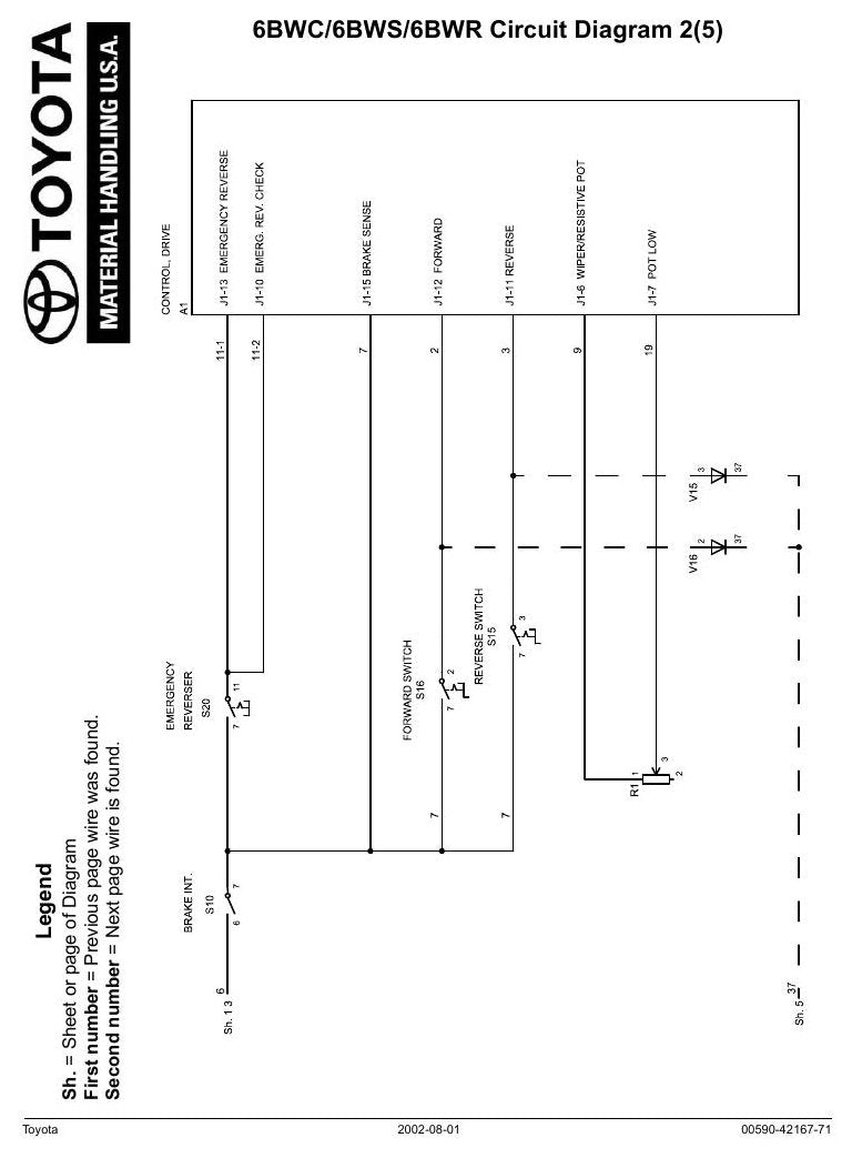 Manual de Serviço Toyota 6BWC10-20, 6BWS11-20, 6BWR15 Empilhadeira Elétrica Walkie — esquema elétrico