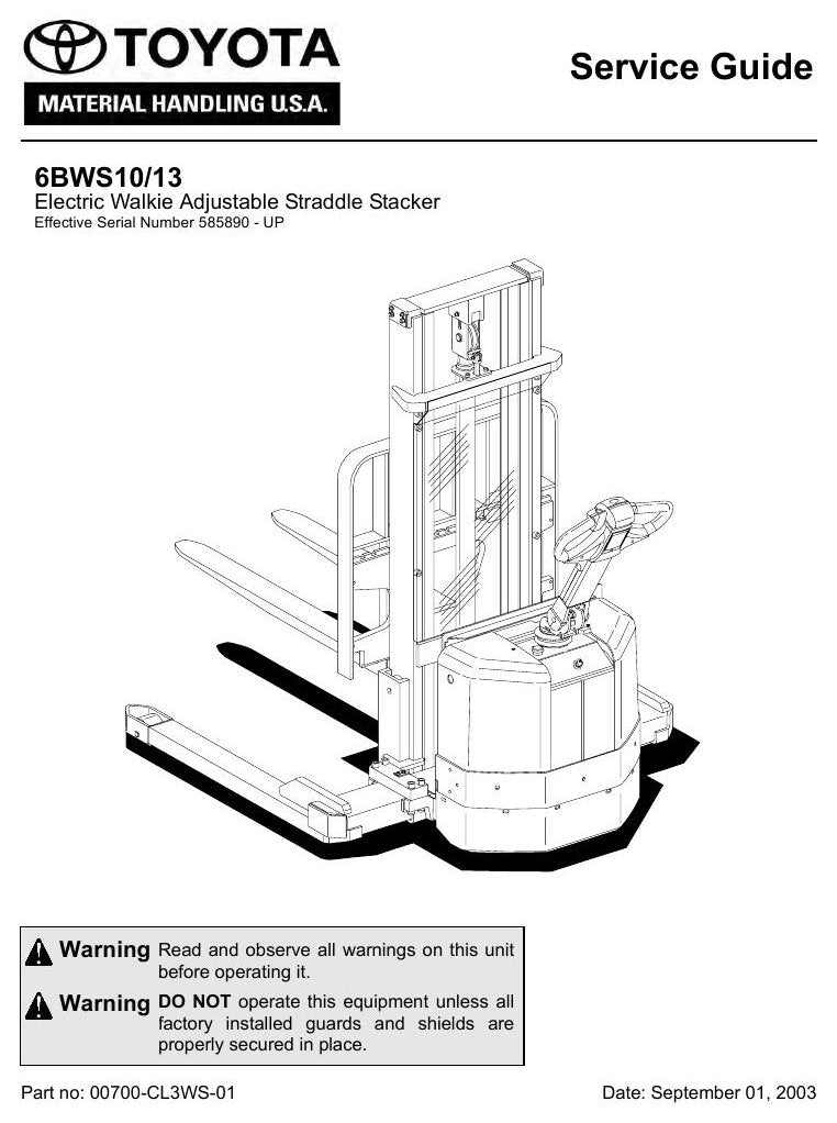 Manual de Serviço Toyota 6BWS10-13 Empilhadeira Elétrica Walkie — página interna 1
