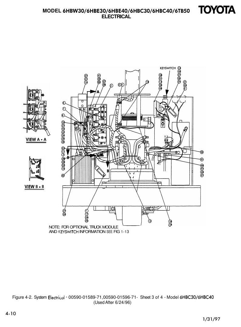 Manual de Serviço Toyota 6HBW-E-C30, 6HBE-C40, 6TB50 Transpaleteira Elétrica — página interna 1
