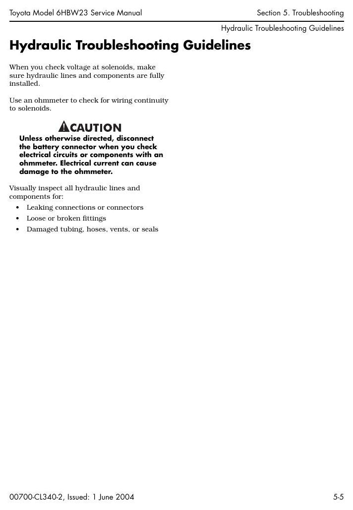 Manual de Serviço Toyota 6HBW23 Transpaleteira Elétrica — página interna 3