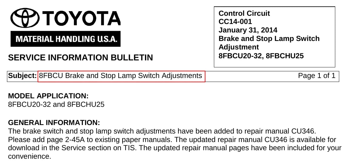 Página interna do Manual de Serviço Toyota 8FBC/H/U — diagrama 3