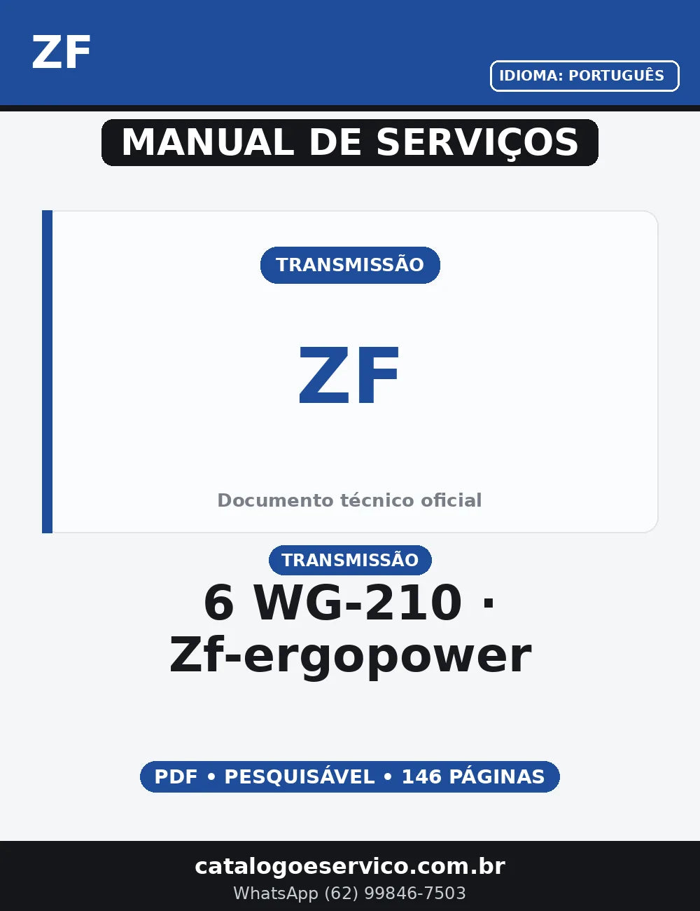 MANUAL DE SERVIÇO TRANSMISSÃO - 6 WG-210 - ZF-ERGOPOWER — capa do manual de serviço