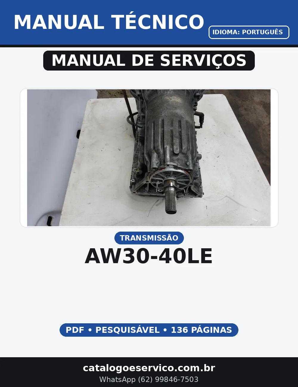 MANUAL DE SERVIÇO TRANSMISSÃO - AW30-40LE — capa do manual de serviço