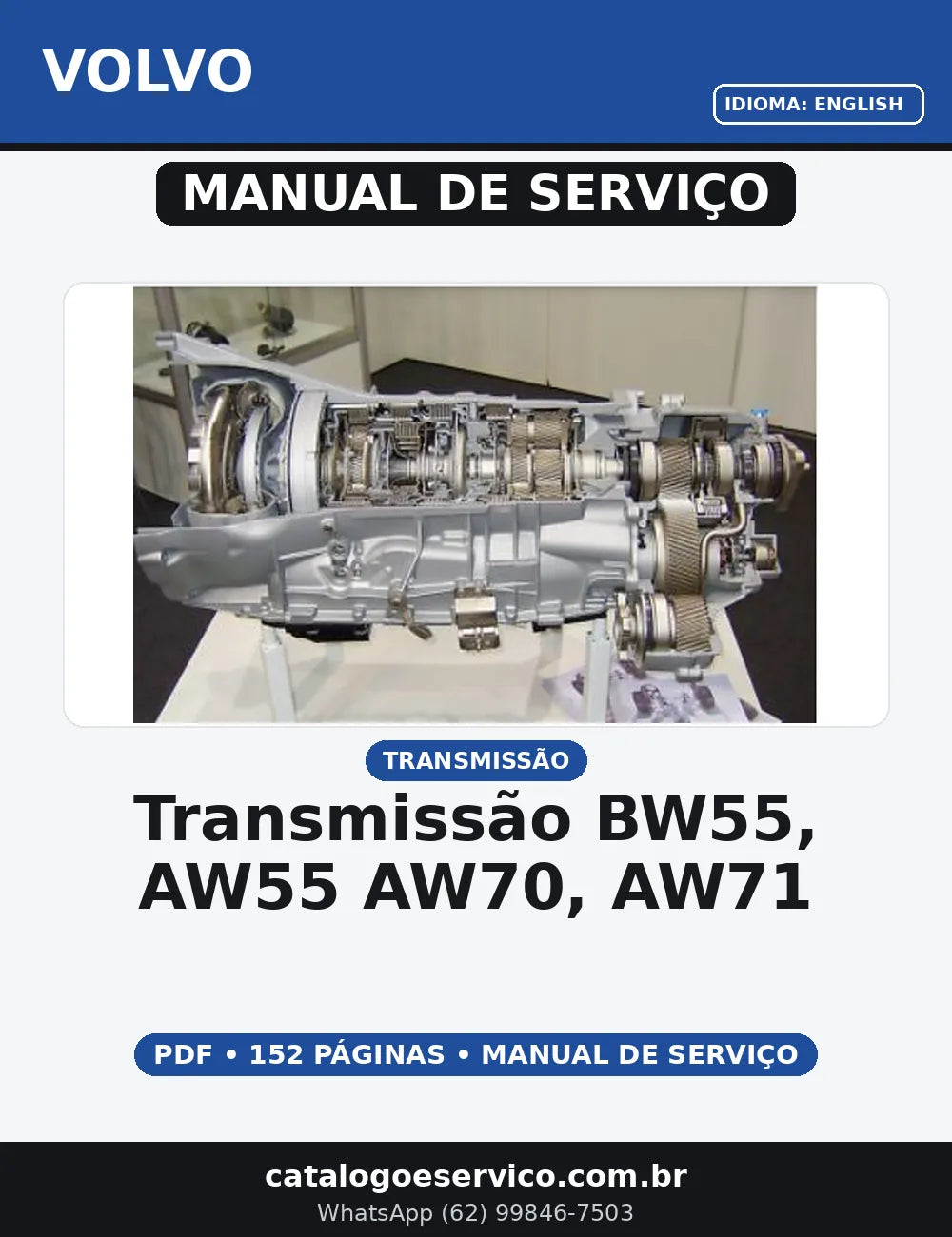 MANUAL DE SERVIÇO TRANSMISSÃO BW55, AW55 AW70, AW71 VOLVO — capa do manual de serviço