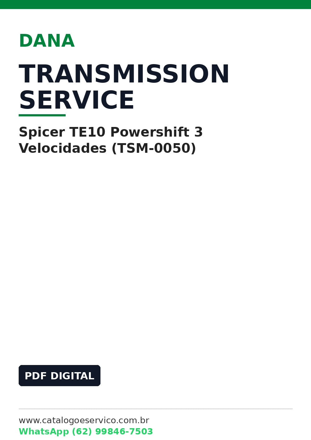 Manual de Serviço Transmissão Dana Spicer TE10 Powershift 3 Velocidades (TSM-0050)