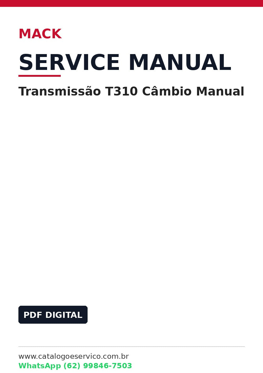 Manual de Serviço Transmissão Mack T310 Câmbio Manual