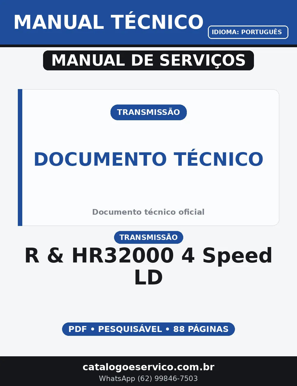 MANUAL DE SERVIÇO TRANSMISSÃO - R & HR32000 4 SPEED LD — capa do manual de serviço