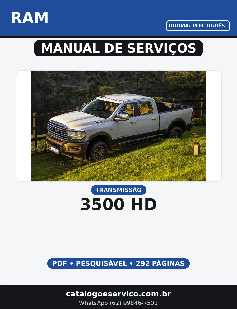 MANUAL DE SERVIÇO TRANSMISSÃO RAM - 3500 HD — capa do manual de serviço