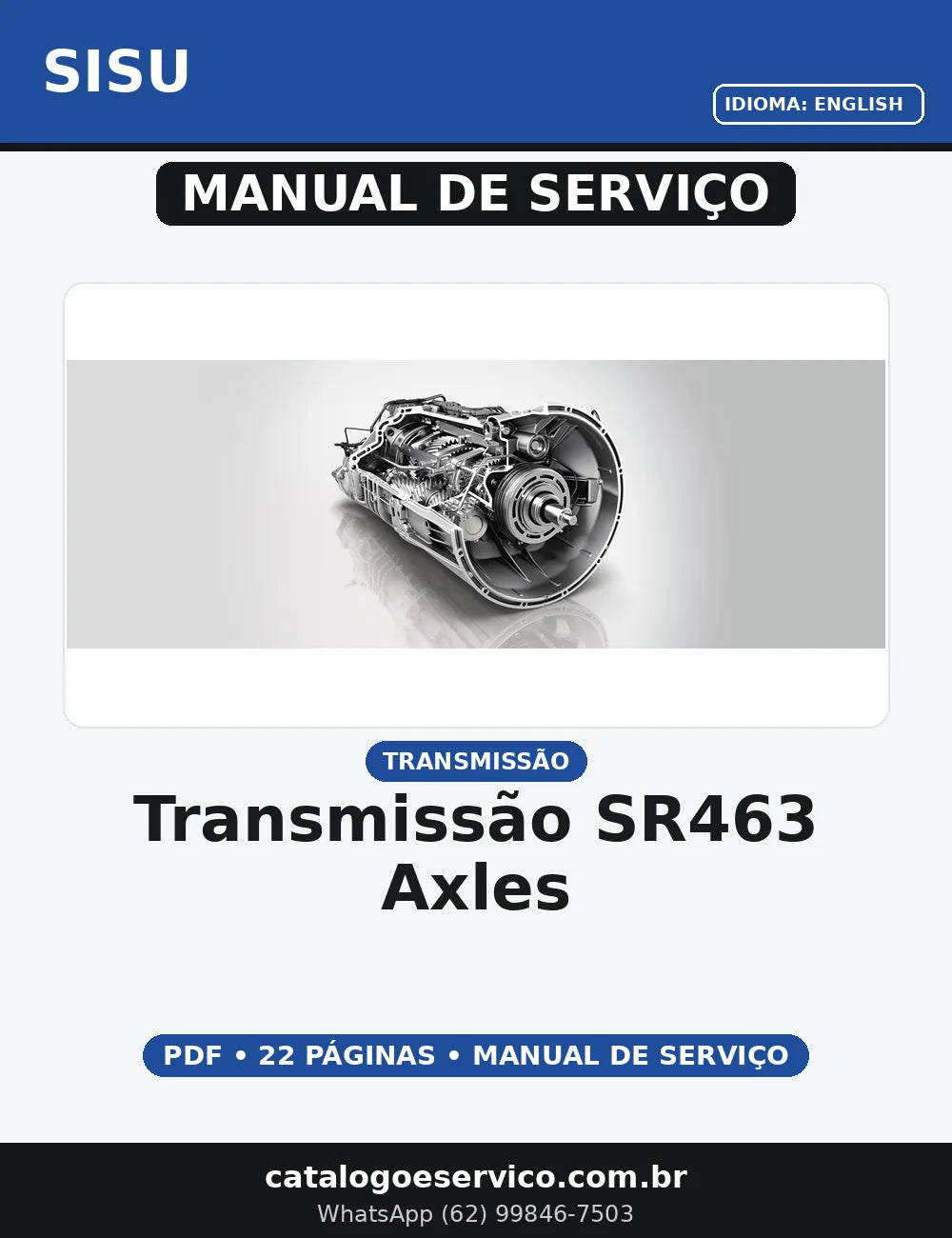 MANUAL DE SERVIÇO TRANSMISSÃO - SISU SR463 SISU AXLES — capa do manual de serviço