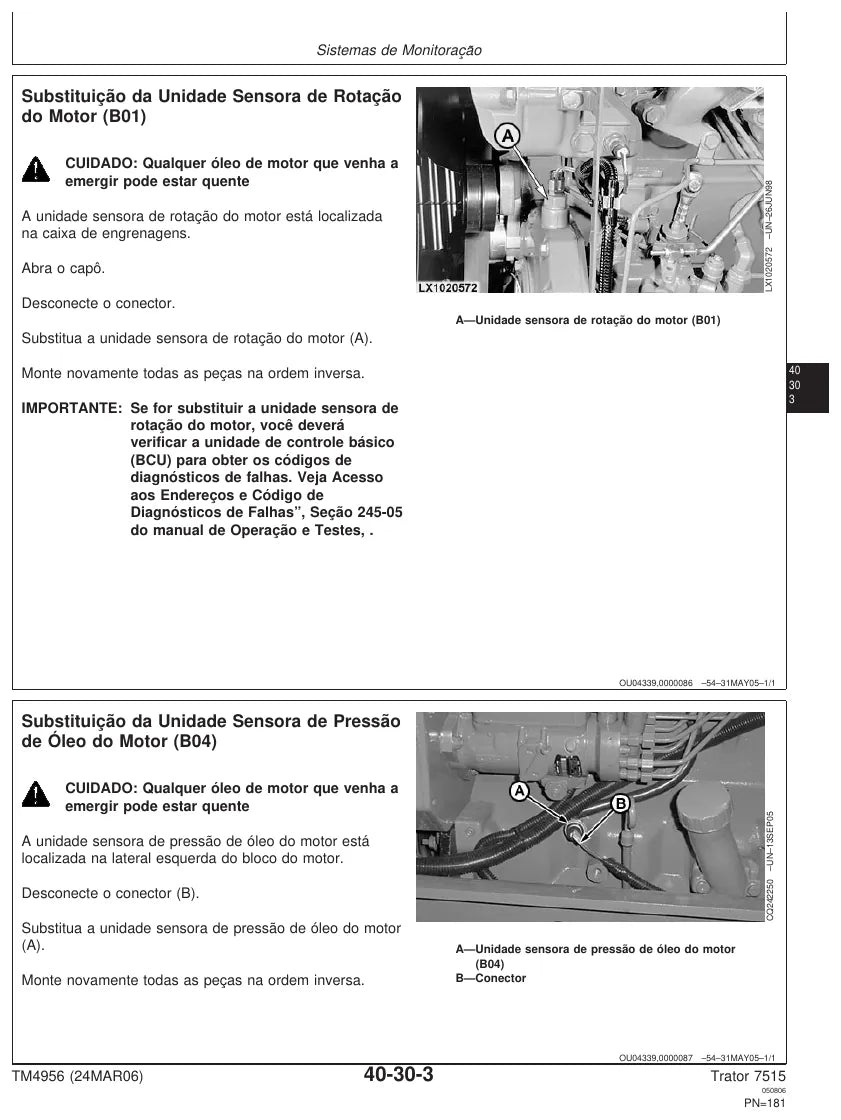 Página interna 3 — Manual de Serviço John Deere Trator 7515