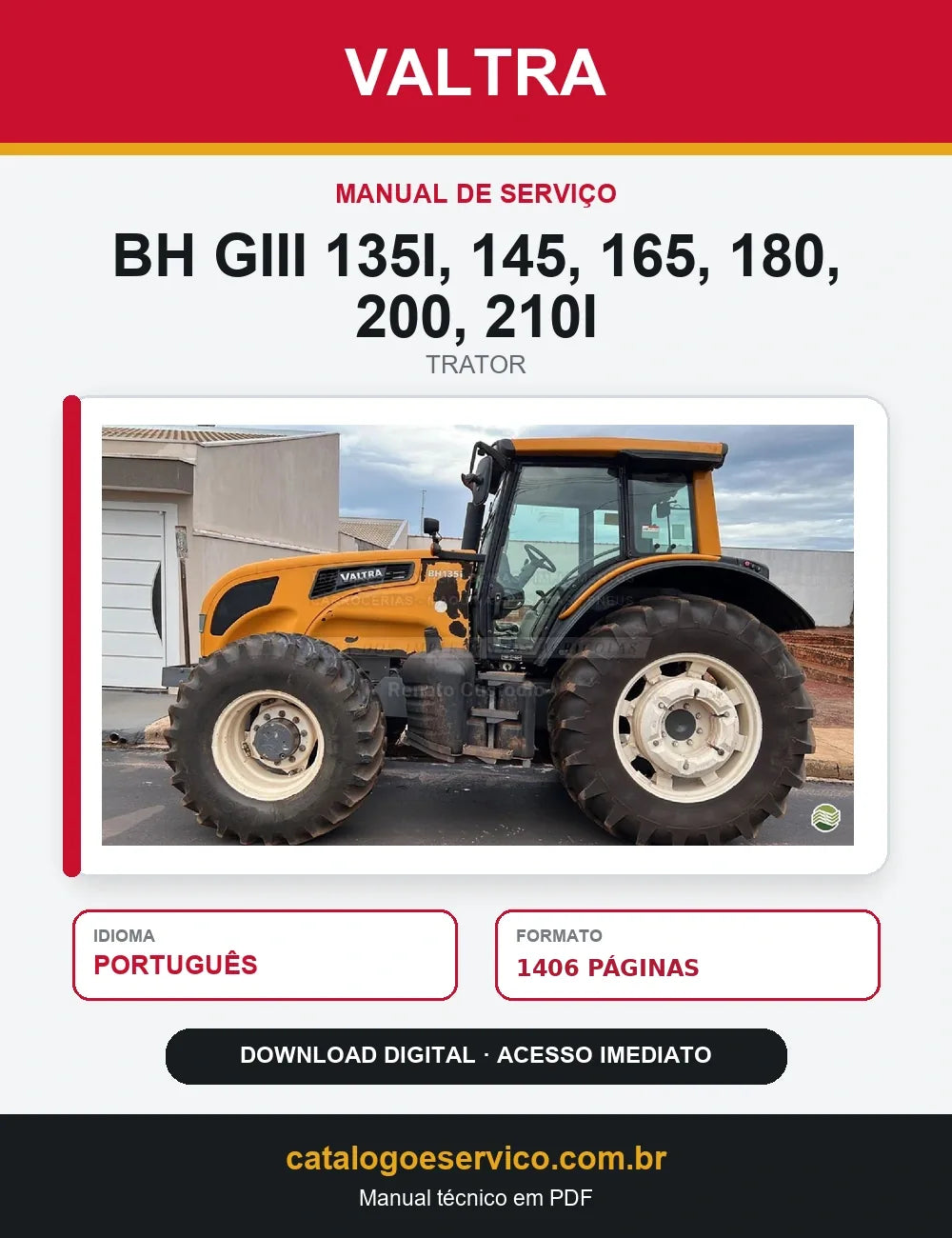 Manual de Serviço Valtra - Bh Giii 135i, 145, 165, 180, 200, 210i