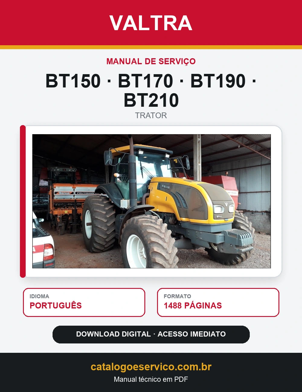 Manual de Serviço VALTRA - BT150\BT170\BT190\BT210 - Trator - 2016
