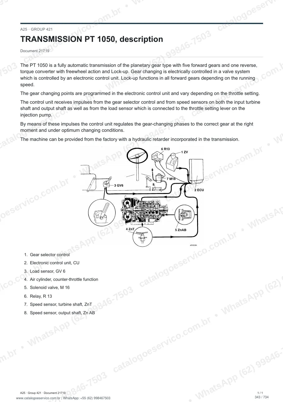 Manual de serviço Volvo A25, A25 4x4 e A25 6x4: página de procedimento com texto e figura (2)