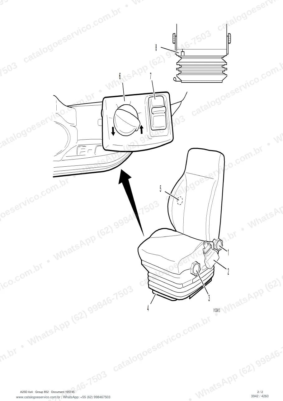 Manual de serviço Volvo A25D 4x4: página de procedimento com texto e figura (2)