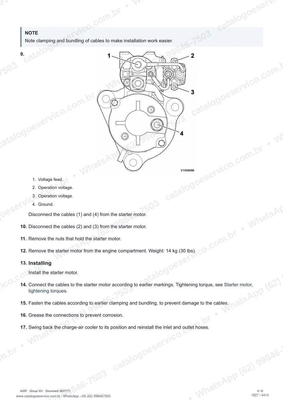 Manual de serviço Volvo A25F: página de procedimento com texto e figura (2)