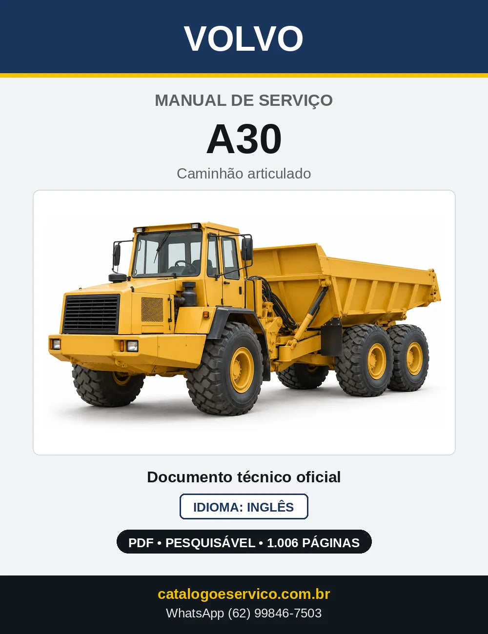 Capa do Manual de Serviço Volvo A30 em PDF