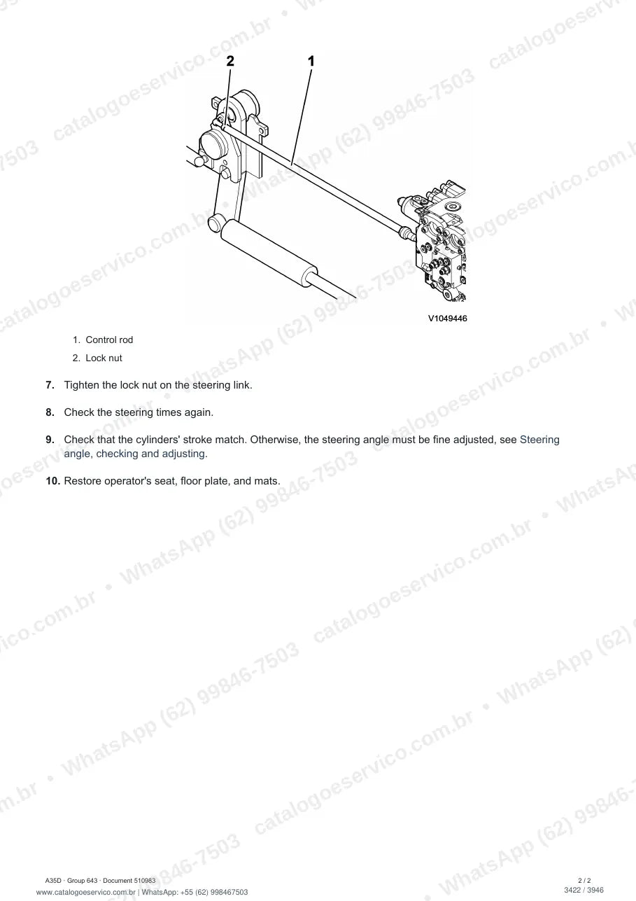 Manual de serviço Volvo A35D: página de procedimento com texto e figura (2)