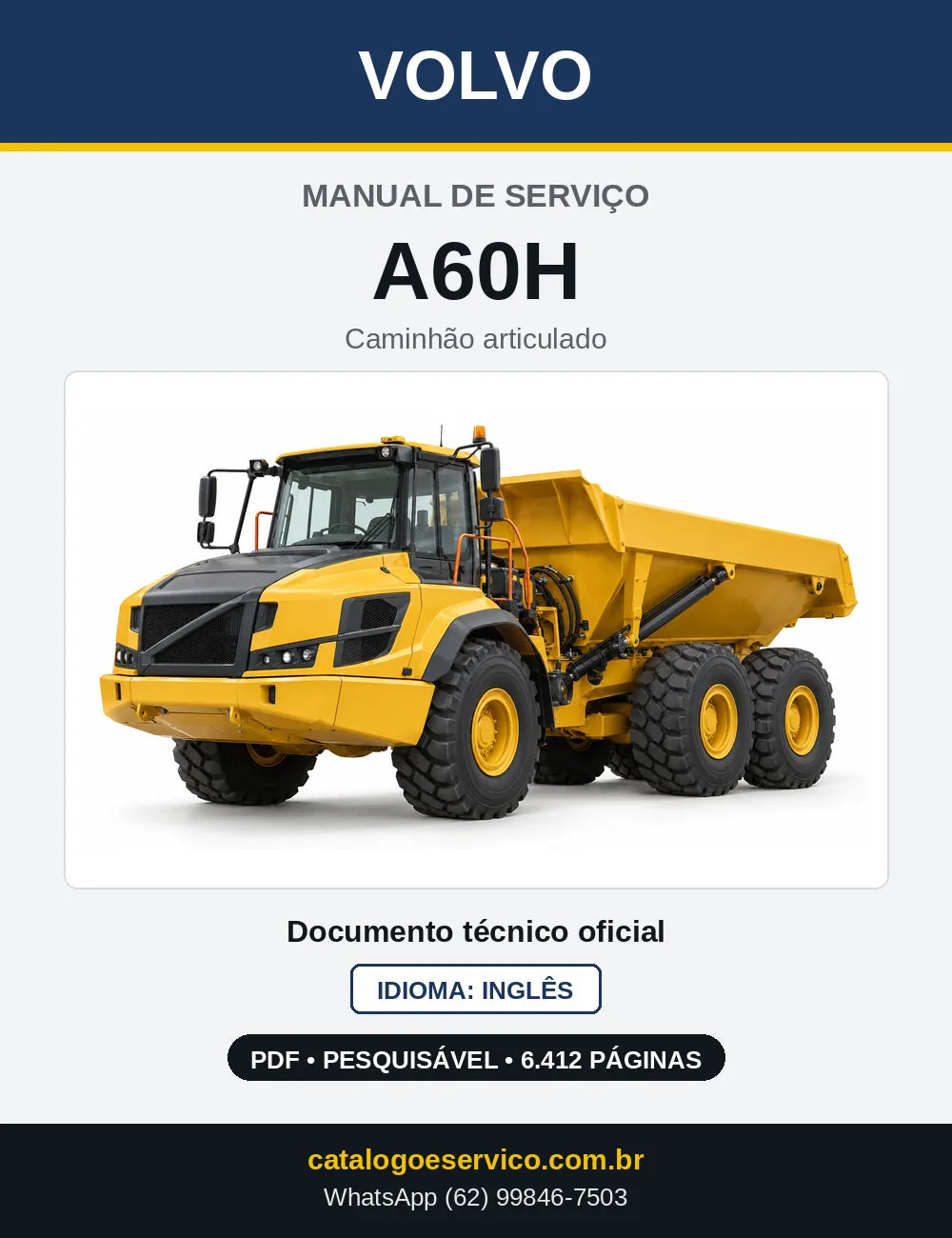 Capa do Manual de Serviço Volvo A60H em PDF