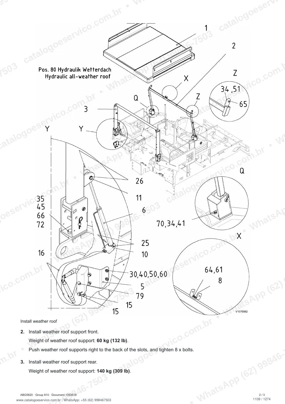 Manual de serviço Volvo ABG5820: página de procedimento com texto e figura (2)