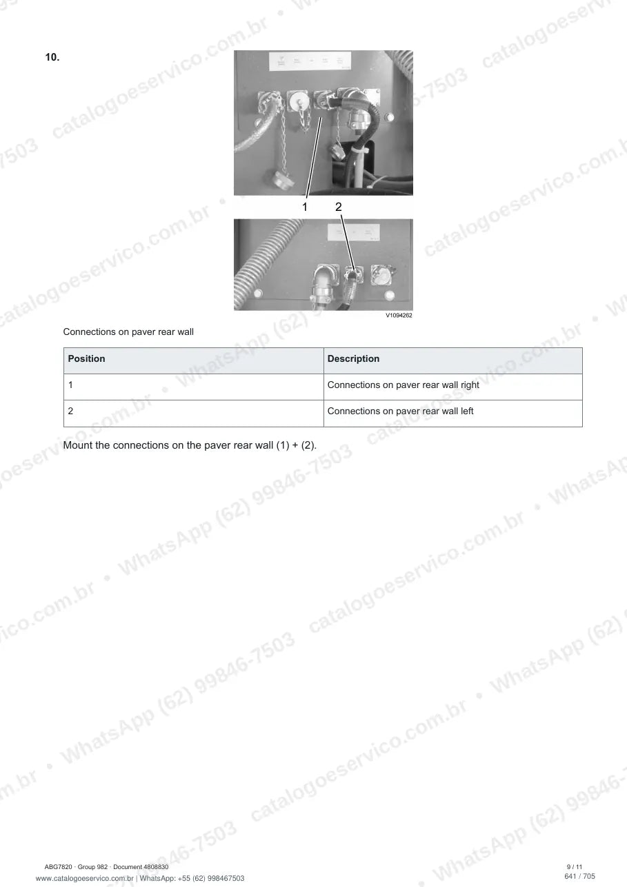 Manual de serviço Volvo ABG7820: página de procedimento com texto e figura