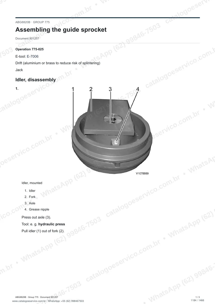 Manual de serviço Volvo ABG8820B: página de procedimento com texto e figura (2)
