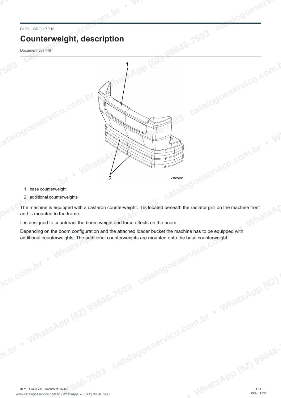 Manual de serviço Volvo BL71 e BL71 PLUS: página de procedimento com texto e figura (2)