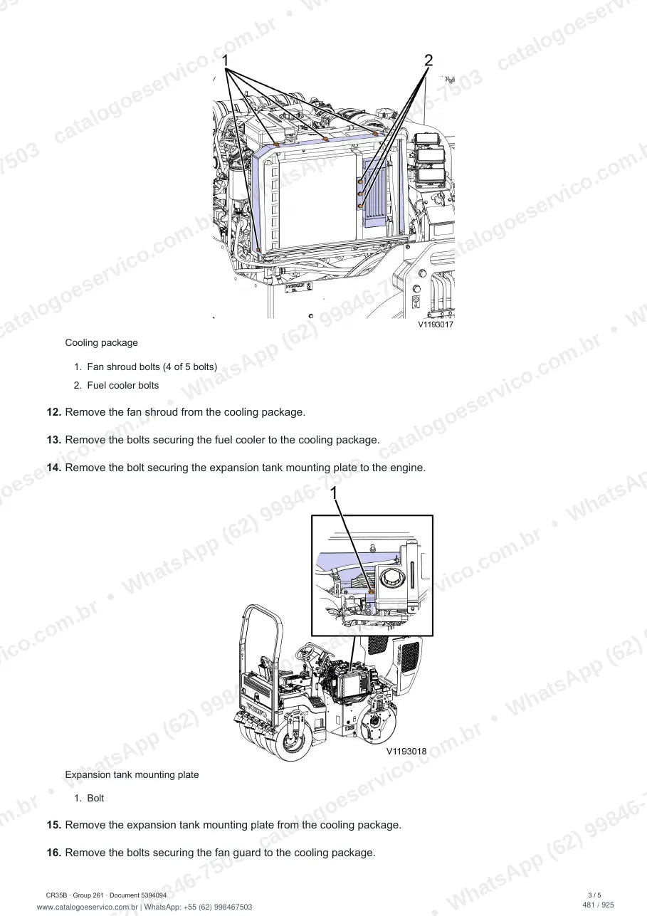 Manual de serviço Volvo CR35B: página de procedimento com texto e figura