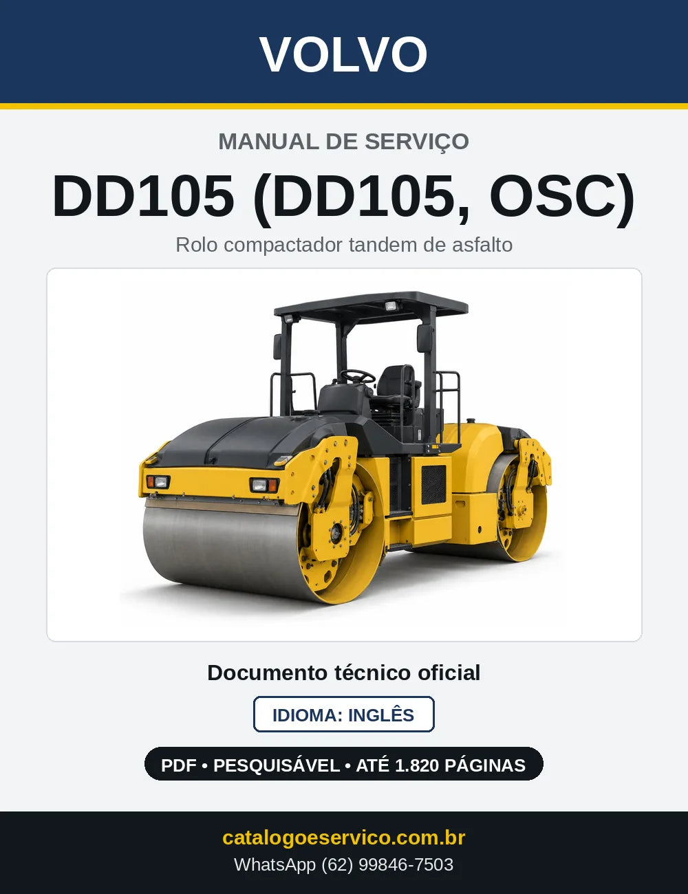 Capa do Manual de Serviço Volvo DD105 e DD105 OSC em PDF