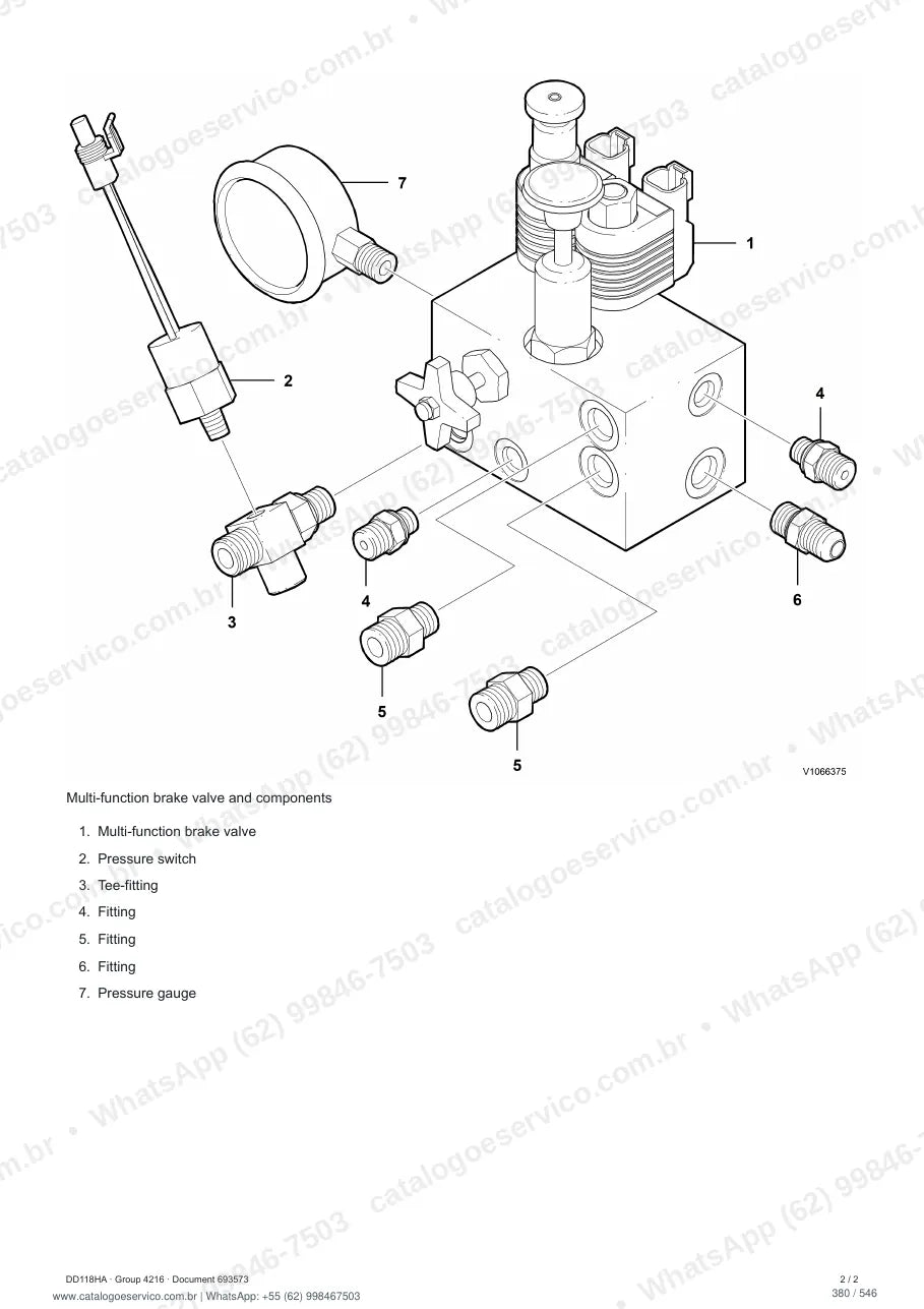 Manual de serviço Volvo DD118HA: página de procedimento com texto e figura (2)