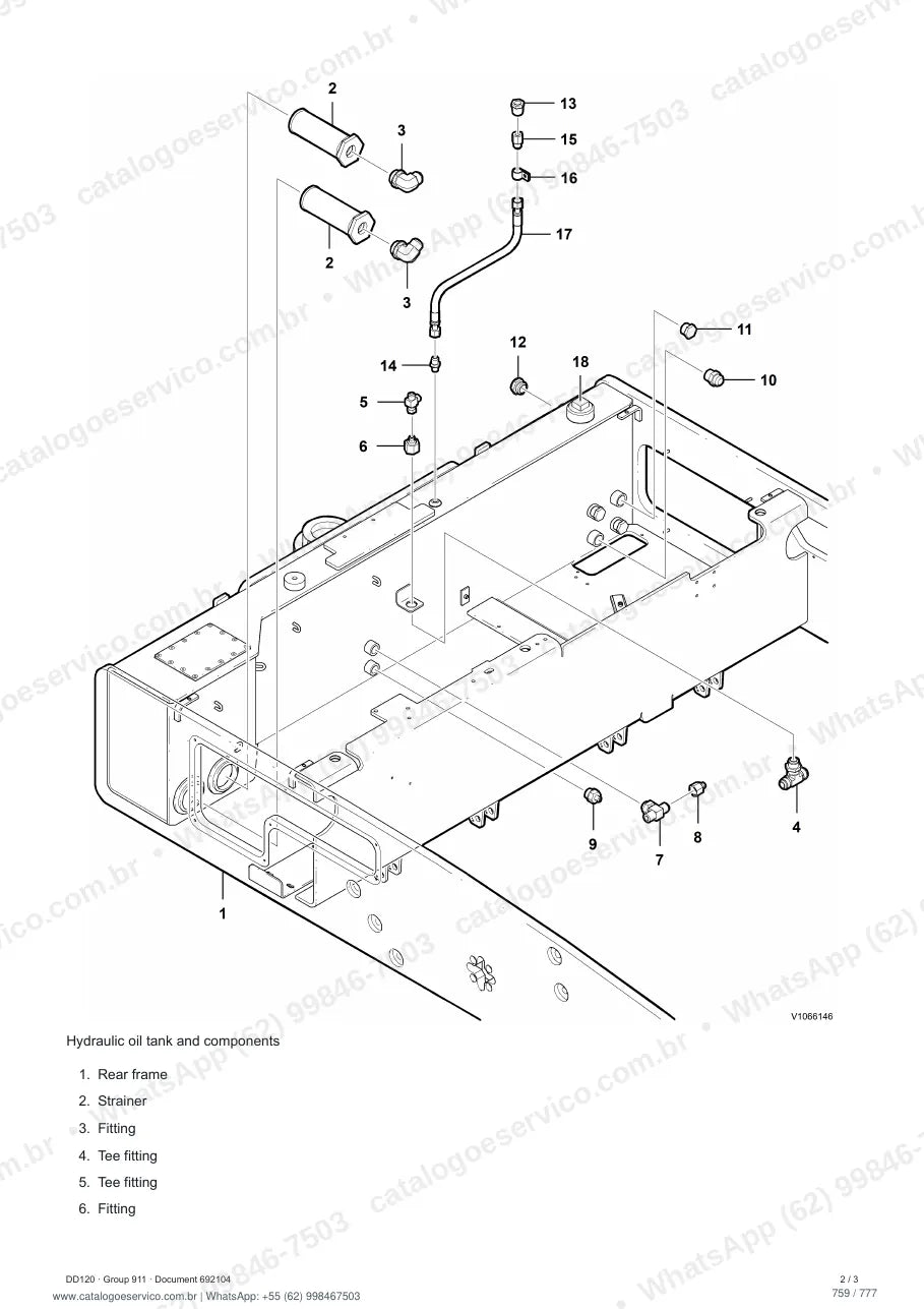 Manual de serviço Volvo DD120: página de procedimento com texto e figura