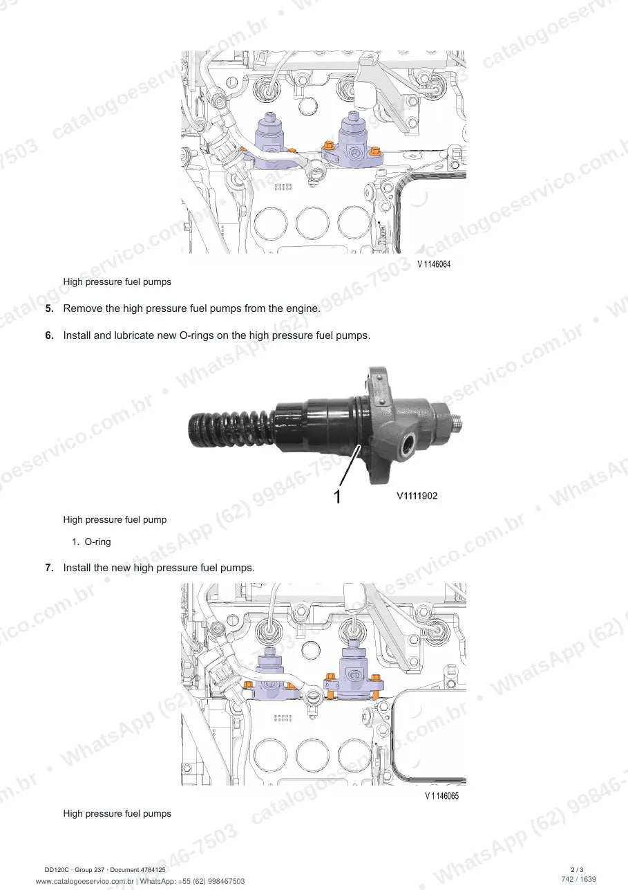 Manual de serviço Volvo DD120C: página de procedimento com texto e figura (2)