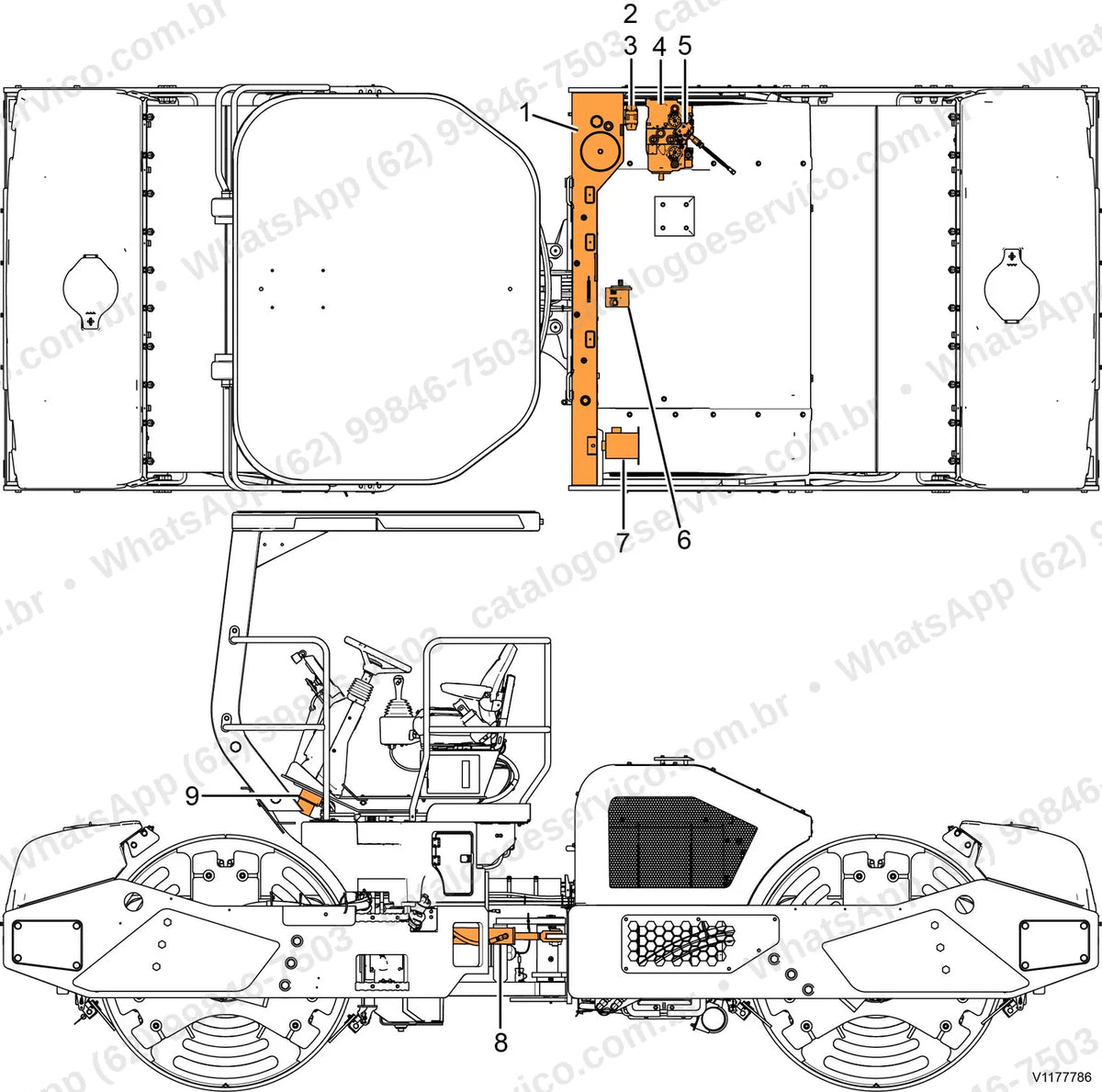 Manual de serviço Volvo DD128C: ilustração técnica 2