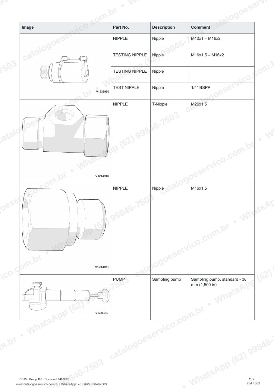 Manual de serviço Volvo DD15: página de procedimento com texto e figura