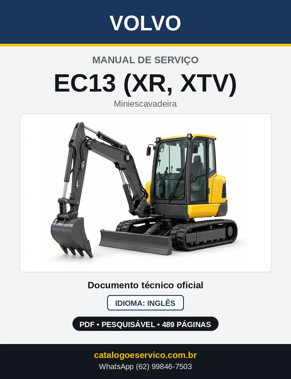 Capa do Manual de Serviço Volvo EC13 (XR, XTV) em PDF