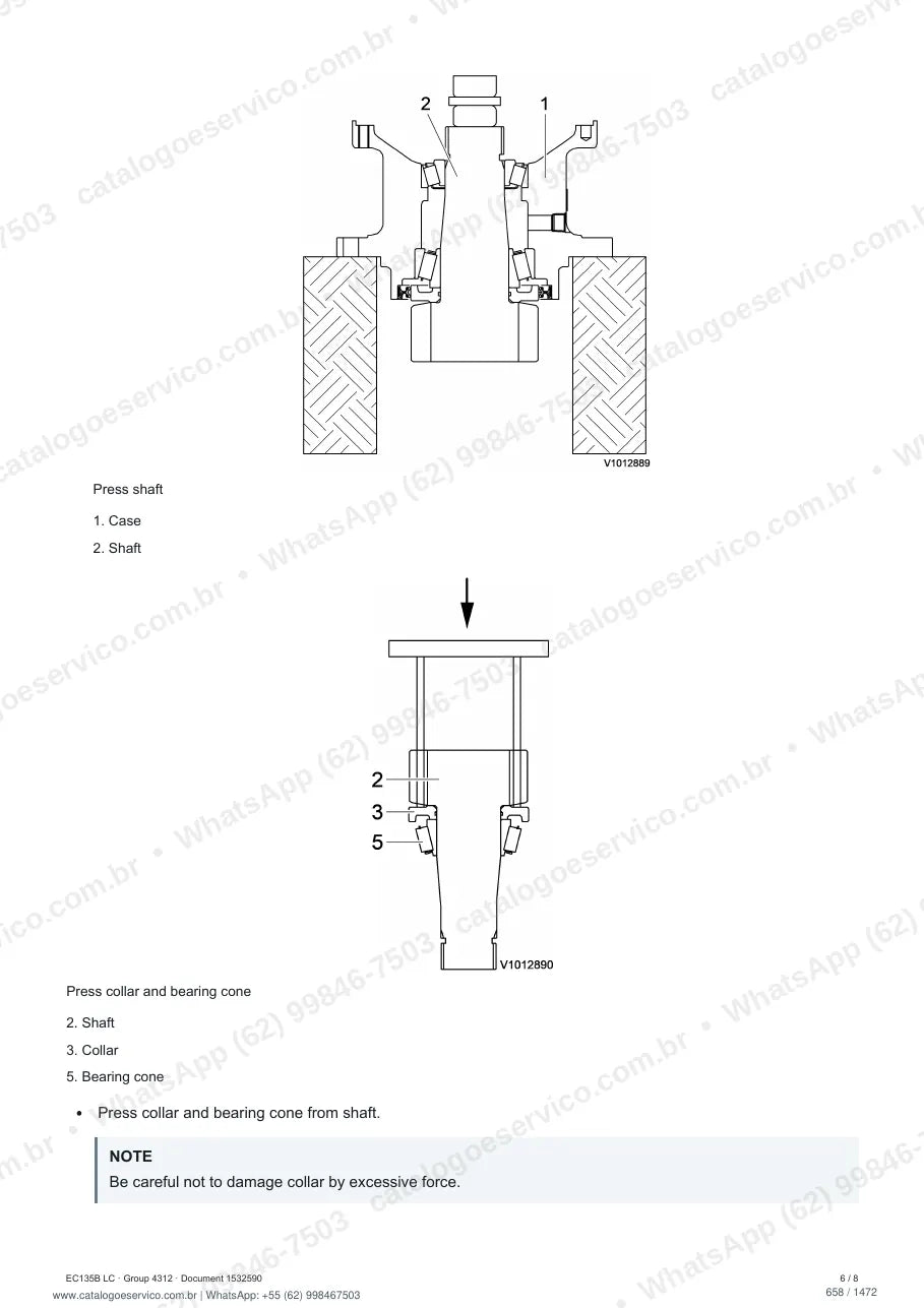 Manual de serviço Volvo EC135B LC: página de procedimento com texto e figura (2)