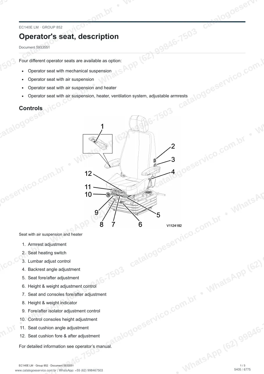 Manual de serviço Volvo EC140E (L, LM): página de procedimento com texto e figura (2)