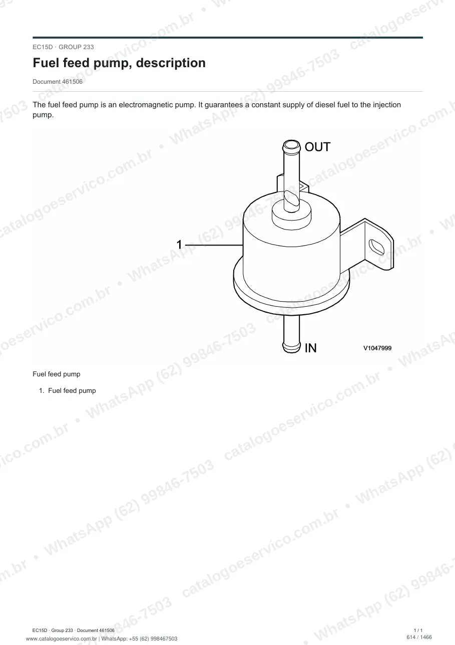 Manual de serviço Volvo EC15D: página de procedimento com texto e figura (2)