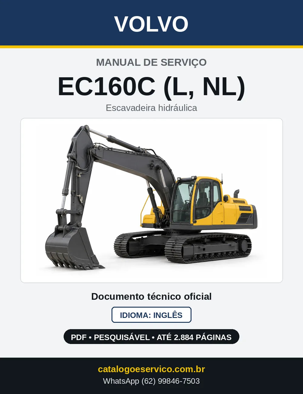 Capa do Manual de Serviço Volvo EC160C (L, NL) em PDF