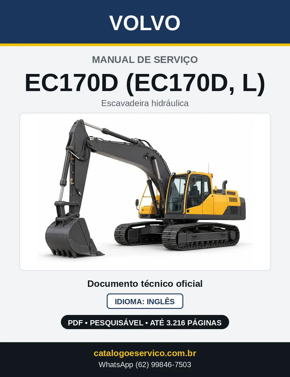 Capa do Manual de Serviço Volvo EC170D e EC170D L em PDF
