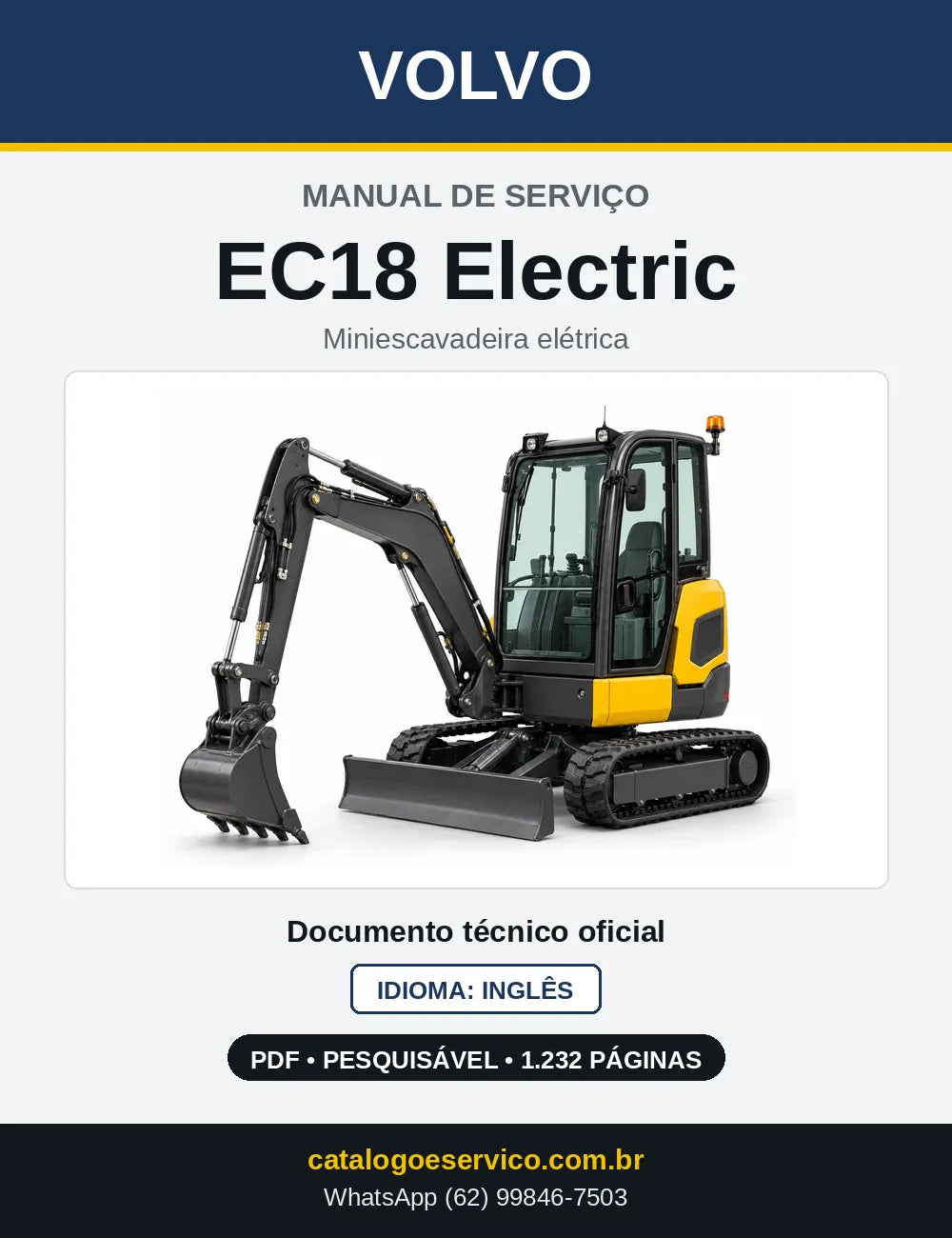 Capa do Manual de Serviço Volvo EC18 Electric em PDF
