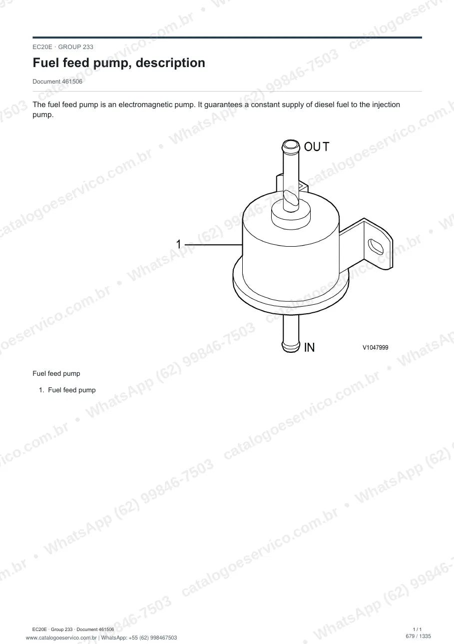 Manual de serviço Volvo EC20E: página de procedimento com texto e figura (2)