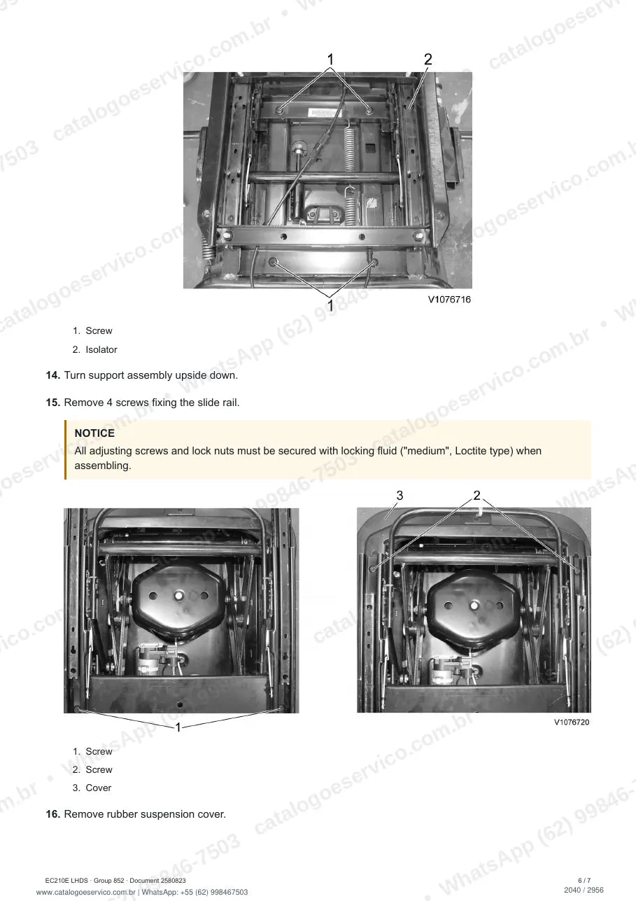 Manual de serviço Volvo EC210E (B, LHDS, S): página de procedimento com texto e figura