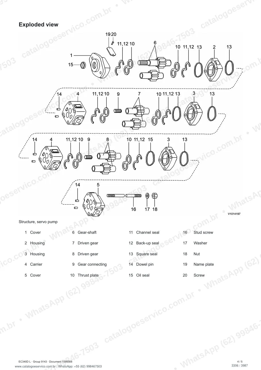 Manual de serviço Volvo EC340D L: página de procedimento com texto e figura