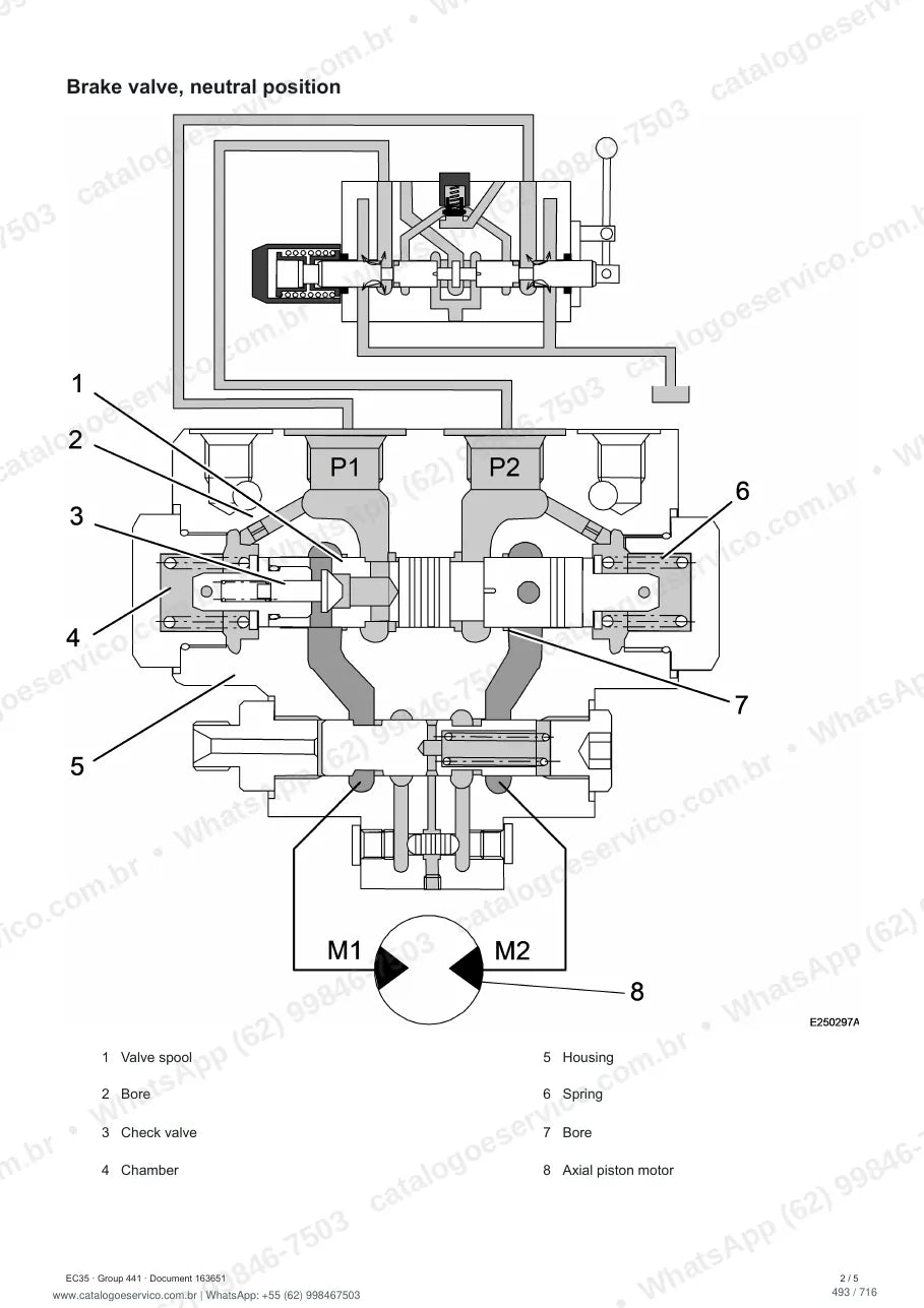 Manual de serviço Volvo EC35: página de procedimento com texto e figura